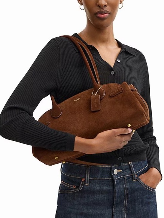 Coach Handbags - Coach Empire 34 Brown Suede Shoulder Bag NWT